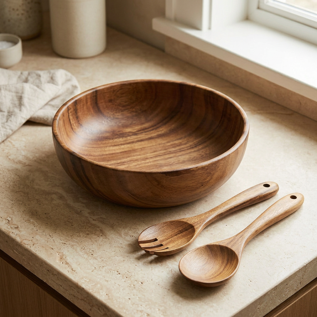 Acacia Salad Bowl & Servers Set