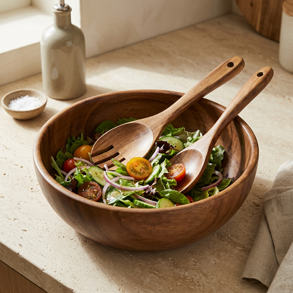 Acacia Salad Bowl & Servers Set