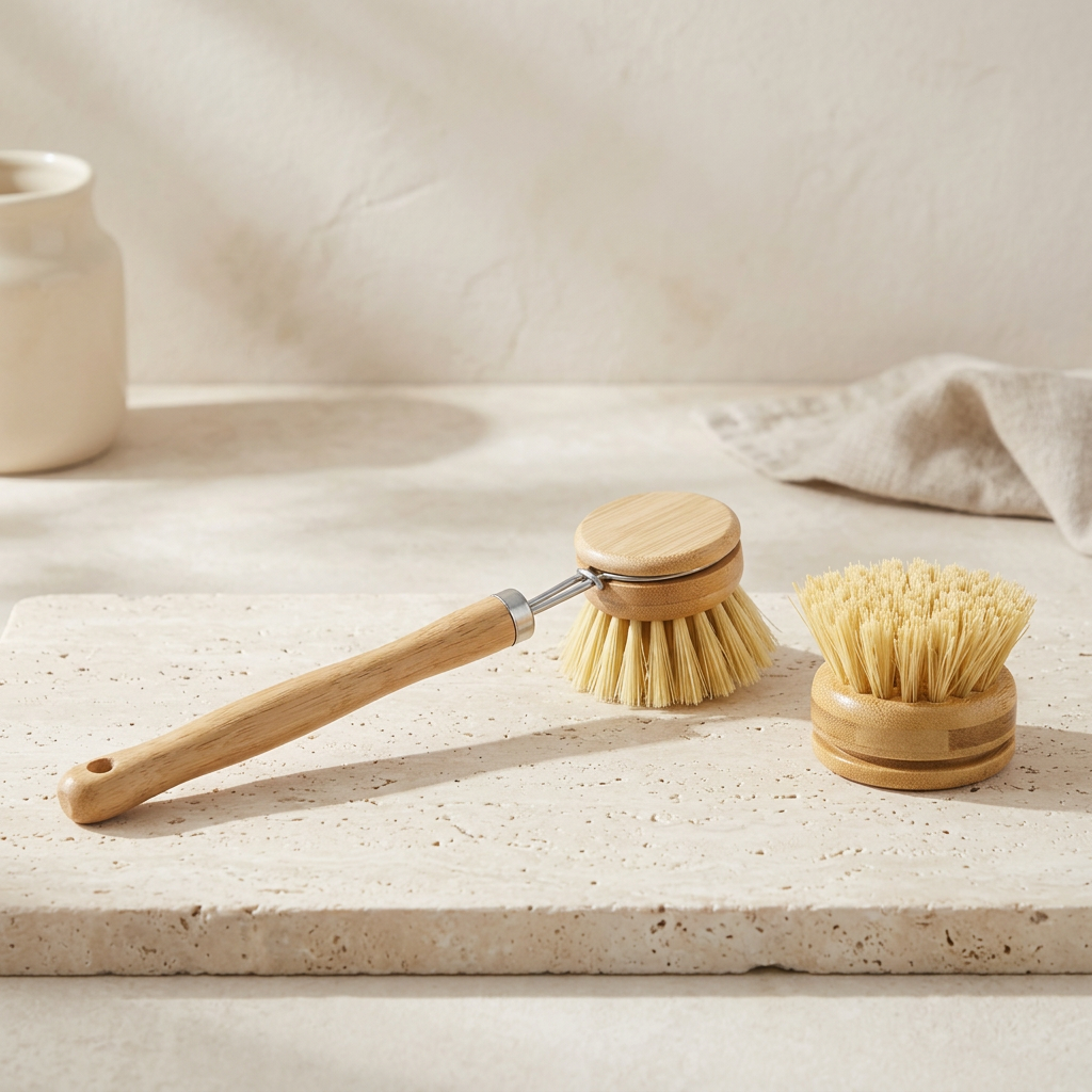 Bamboo Dish Scrub & Replacement Head